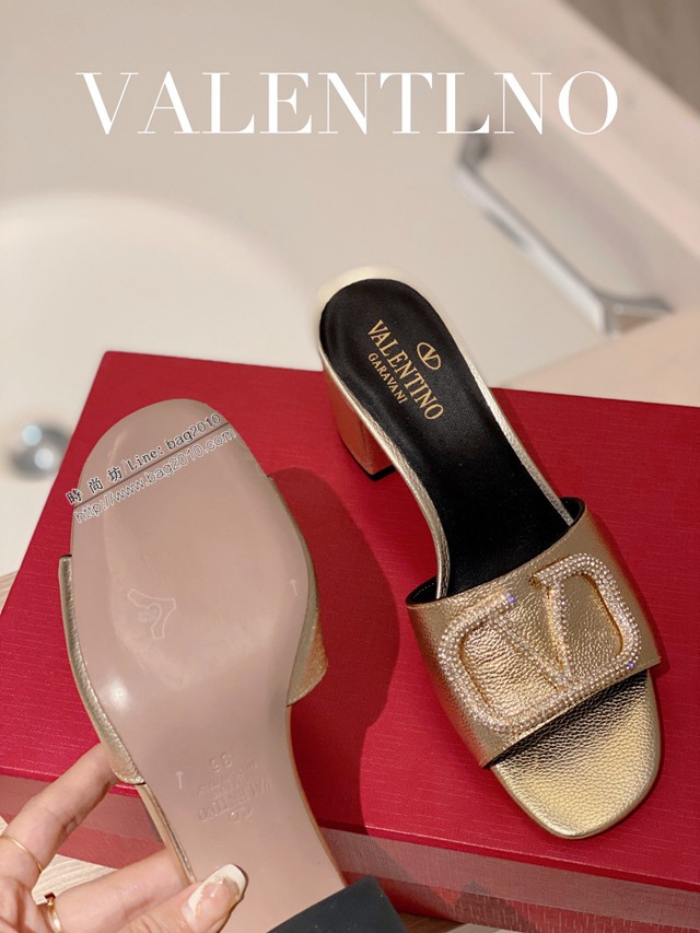 Valentino專櫃原版華倫天奴春夏新款女士拖鞋高跟涼拖鞋 dx2962